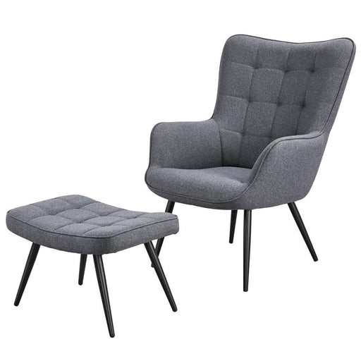 Yaheetech Wingback Fabric Chair and Ottoman Set