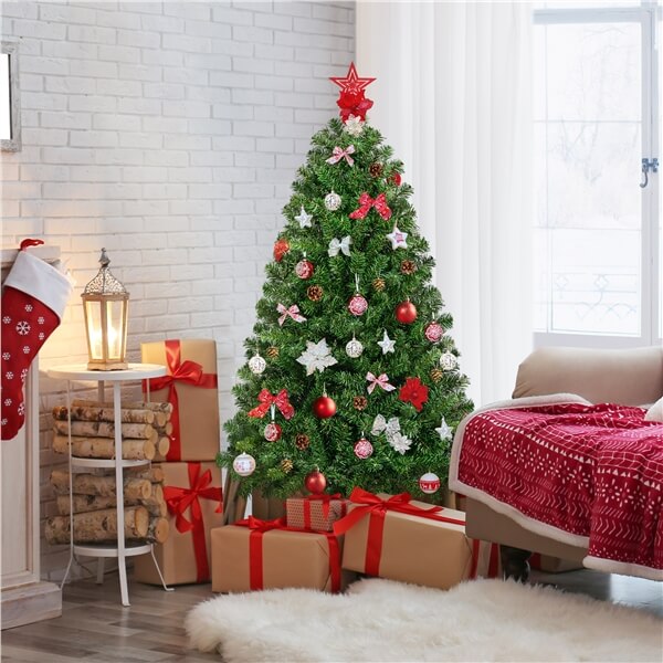 Yaheetech 4.5Ft Pre-Lit Artificial Hinged Christmas Tree