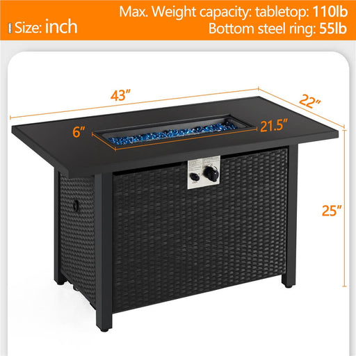 Yaheetech 43 Inch Propane Fire Pit Table