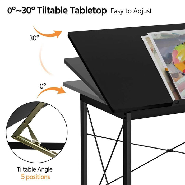 Yaheetech 47"x 24" Black Drafting Table