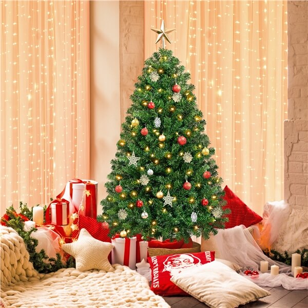 Yaheetech 4.5Ft Pre-Lit Artificial Hinged Christmas Tree