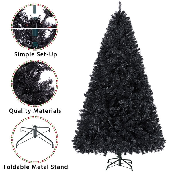 Yaheetech 6ft Halloween Black Artificial Christmas Tree
