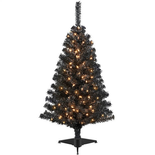4Ft Pre-Lit Black Artificial Christmas Tree