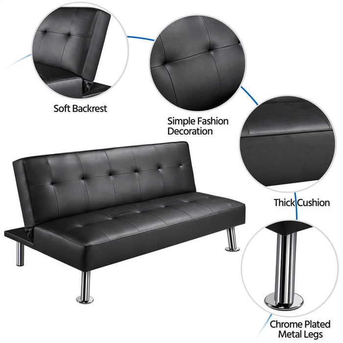 Yaheetech Black Convertible Sofa