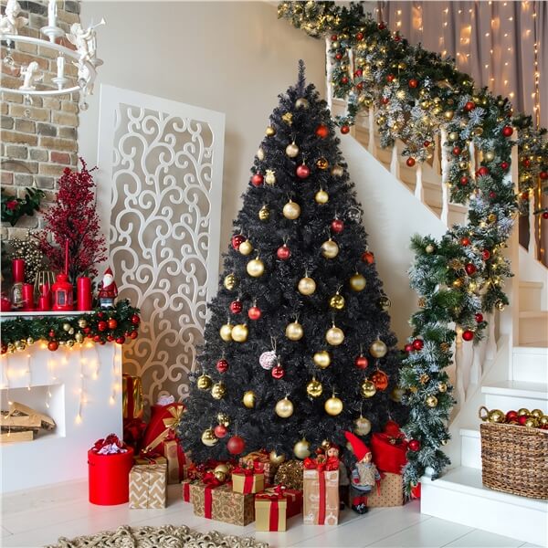 Yaheetech 6ft Halloween Black Artificial Christmas Tree