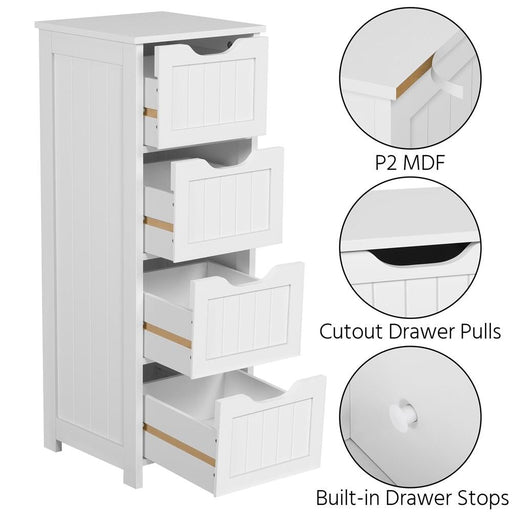 Yaheetech Bathroom Floor Cabinet, Wooden Storage Cabinet with 2 Drawers,  Multifunctional Side Organizer Rack Stand Table, White
