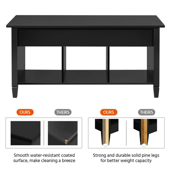 Yaheetech Minimalist Lift Top Coffee Table Black