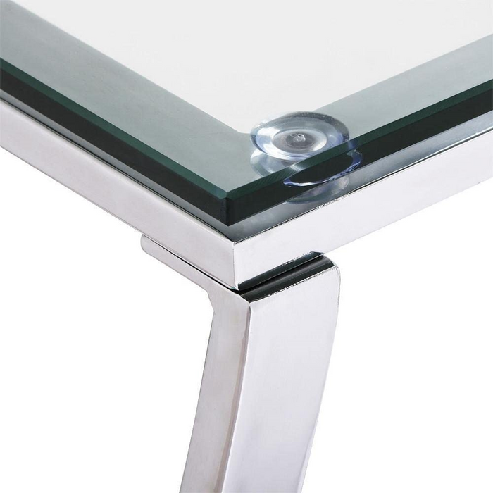 Chrome Finish Clear Glass Side Table Glass End Coffee Table