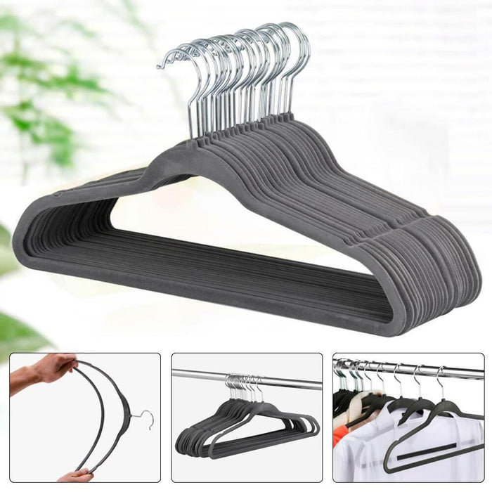 100PCs Velvet Hangers Gray