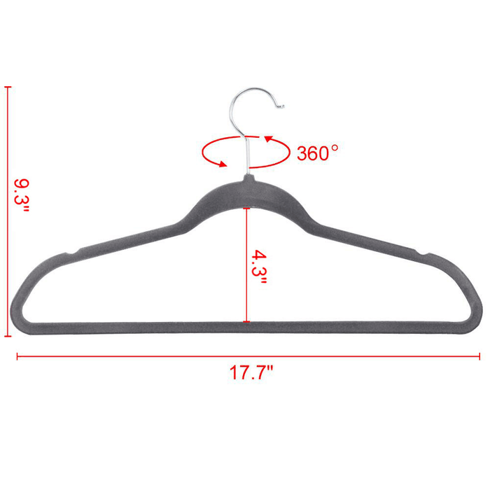 Yaheetech Velvet Non Slip Clothes Hangers, Pack of 100,Gray