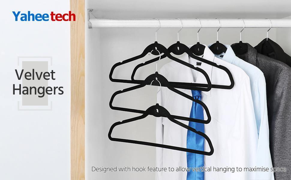 Yaheetech Velvet Flocked Hangers with Cascade Hook (100 Pack) - On