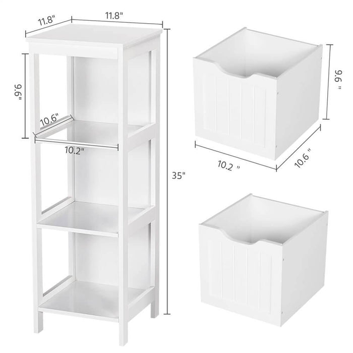 Yaheetech Modern Bathroom Storage Cabinet with 3 Drawers and 2 Open Shelves  White