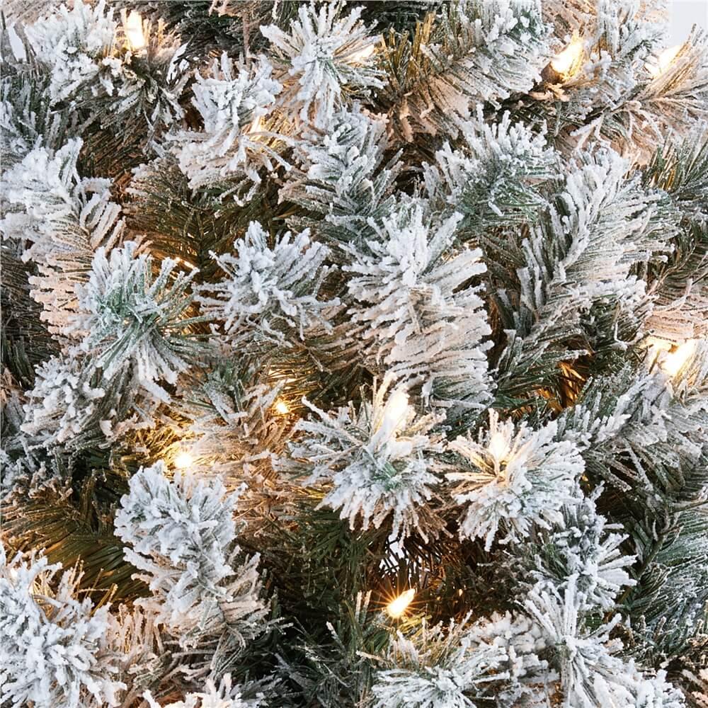 Yaheetech 7.5 Ft Pre-lit Flocked Artificial Christmas Tree