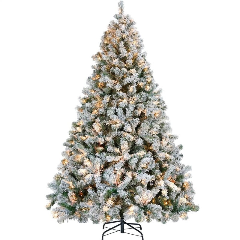 Yaheetech 7.5 Ft Pre-lit Flocked Artificial Christmas Tree