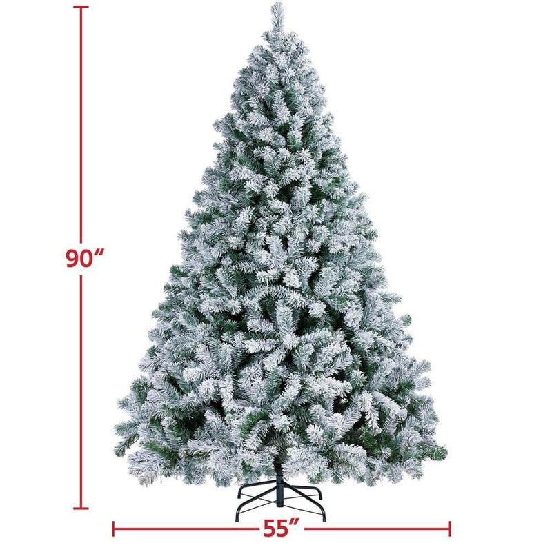 Yaheetech 7.5 Ft Pre-lit Flocked Artificial Christmas Tree