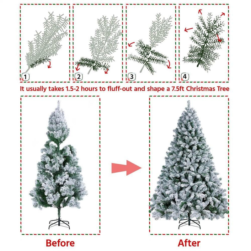 Yaheetech 7.5 Ft Pre-lit Flocked Artificial Christmas Tree