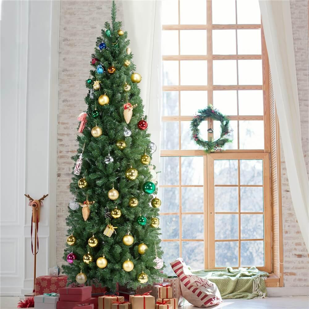Yaheetech 7.5 Ft Prelit Pencil Artificial Christmas Tree —