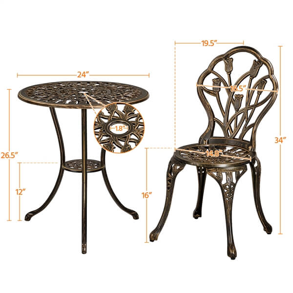 3 Piece Outdoor Bistro Set