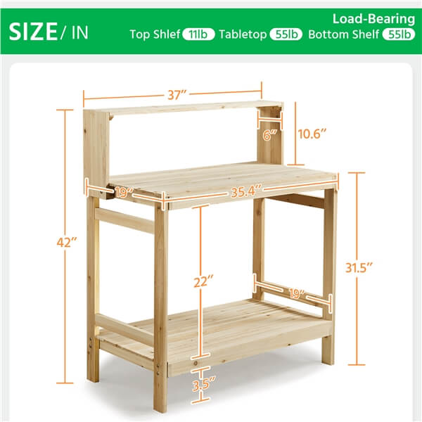 Outdoor Wooden Potting Bench Table
