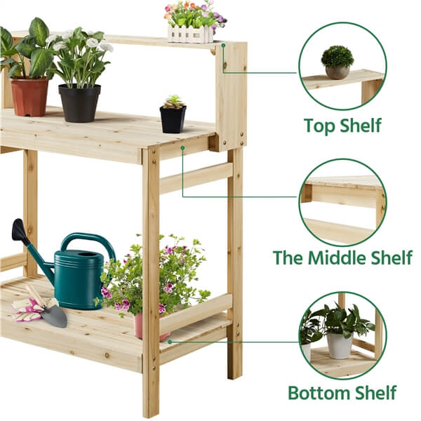 Outdoor Wooden Potting Bench Table