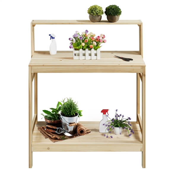 Outdoor Wooden Potting Bench Table