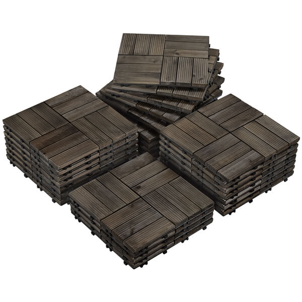 Yaheetech Pack of 27 Fir Wood Flooring Tiles
