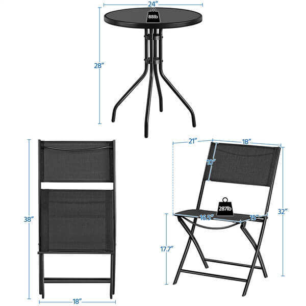 3 Piece Patio Bistro Set