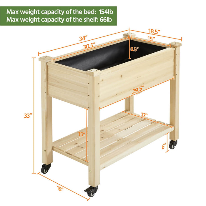 Yaheetech Elevated Garden Bed 34x19x33in