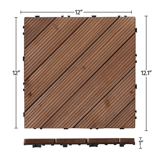 Yaheetech Wood Flooring Tiles 12" x 12"