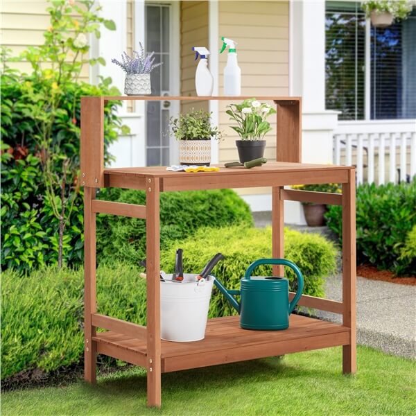 Outdoor Wooden Potting Bench Table