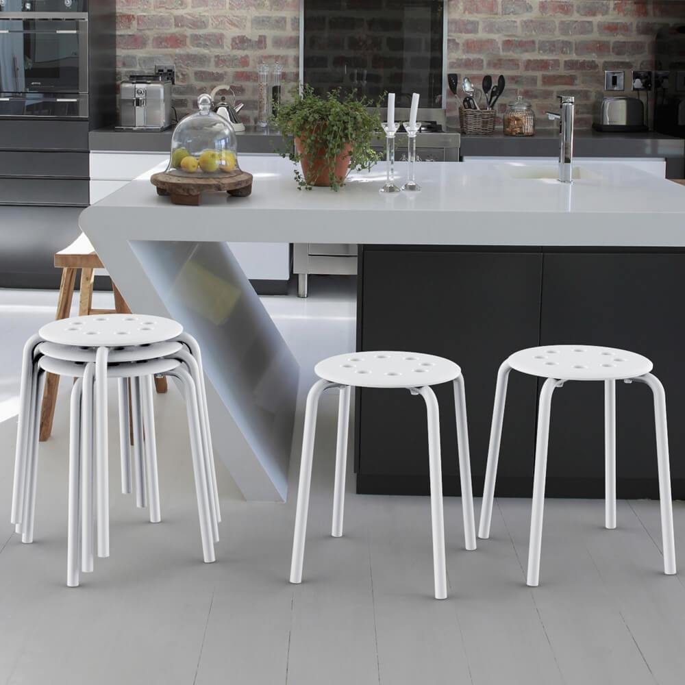 Yaheetech 17.3 Inch Plastic Stack Stools White/Black — yaheetech.shop