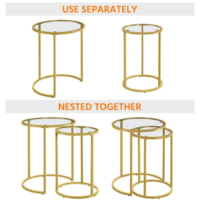 Yaheetech End Table Set Gold