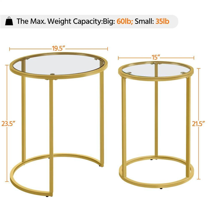 Yaheetech End Table Set Gold