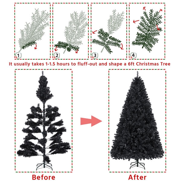 Yaheetech 6ft Halloween Black Artificial Christmas Tree
