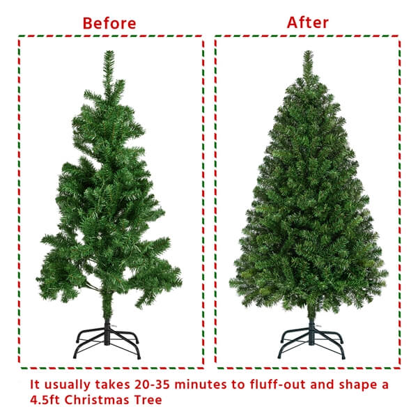 Yaheetech 4.5Ft Pre-Lit Artificial Hinged Christmas Tree