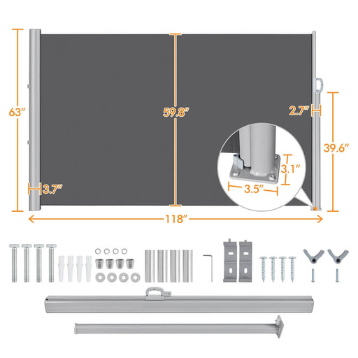 Yaheetech 118 x 63in Side Awning