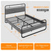  Queen Size Metal Platform Bed with Upholstered Headboard