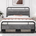  Queen Size Metal Platform Bed with Upholstered Headboard