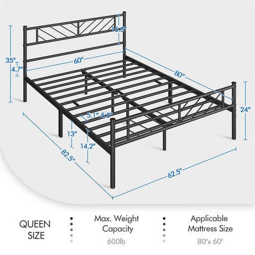 Yaheetech Queen Minimalist Metal Platform Bed