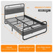  Full Size Metal Platform Bed with Upholstered Headboard