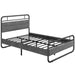  Full Size Metal Platform Bed with Upholstered Headboard