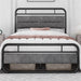  Full Size Metal Platform Bed with Upholstered Headboard