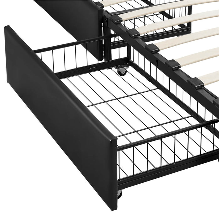 Yaheetech Upholstered Bed Frame with 4 Drawers Storage