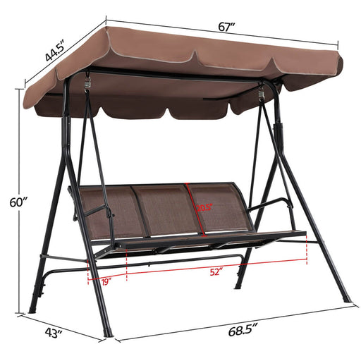 3-Seat Outdoor Patio Swing Chair