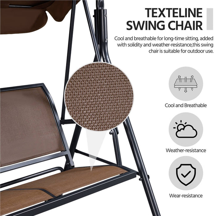 3-Seat Outdoor Patio Swing Chair