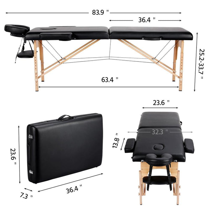 Yaheetech 84 Inch Adjustable 2 Fold Salon Bed