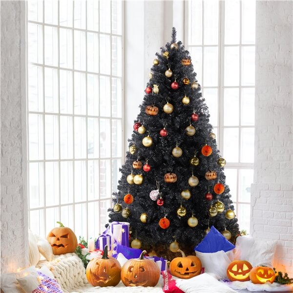 Yaheetech 6ft Halloween Black Artificial Christmas Tree
