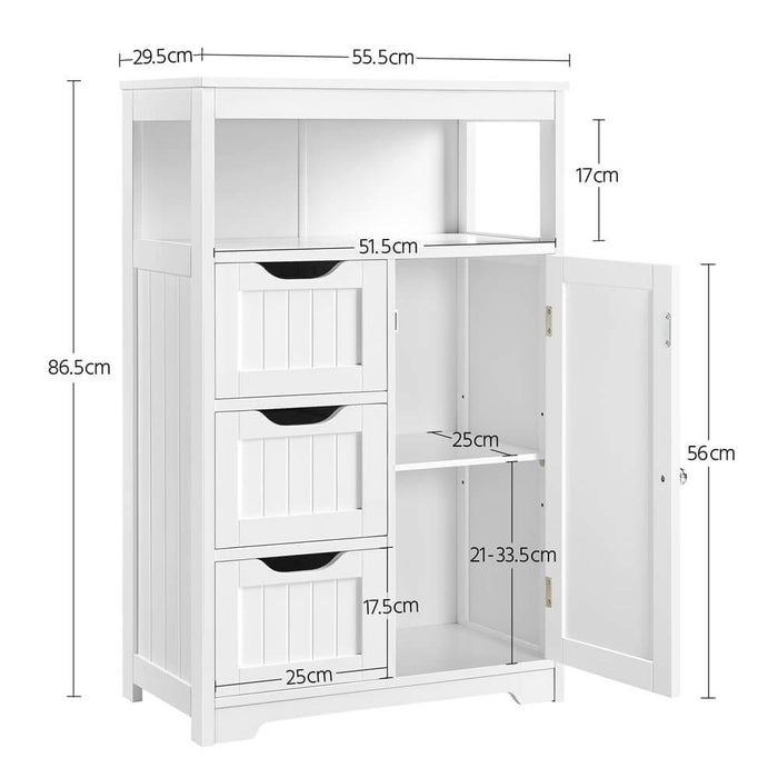 4 Drawers Bathroom Floor Cabinet Storage Organizer White Free Standing  Cabinet