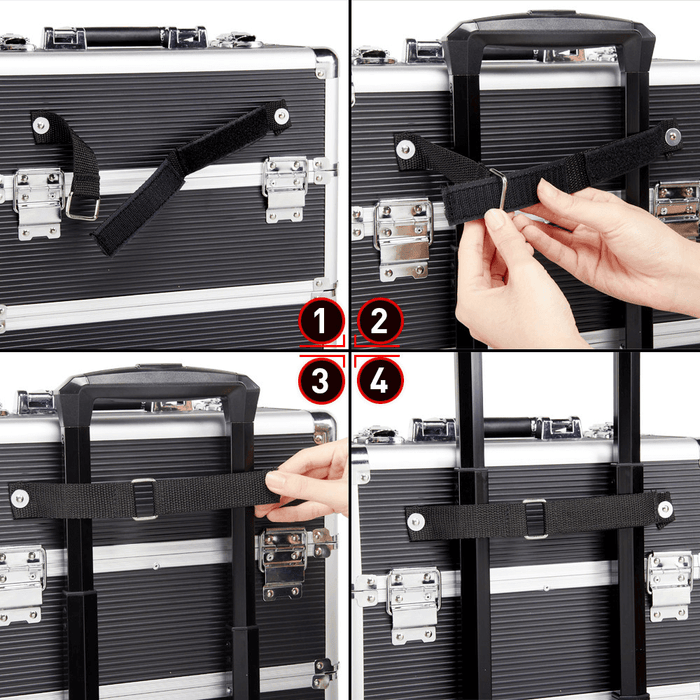 Yaheetech 4-in-1 Aluminum Rolling Cosmetic Makeup Train Cases, Black