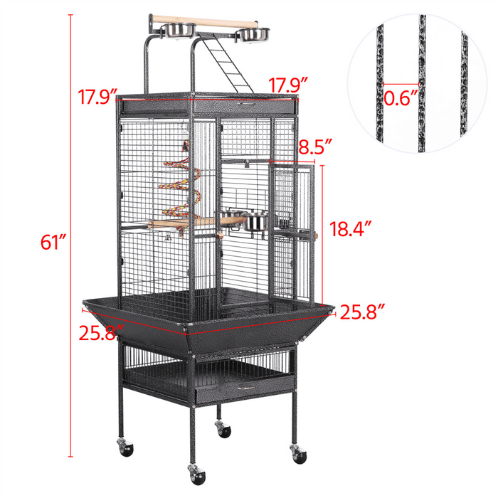 Yaheetech 61-inch Parrot Cage with Play Top